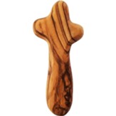 Olive Wood Holding Cross with Prayer Booklet, Medium