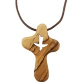 Comfort Cross, Dove Cut Out, Olive Wood Necklace