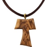 Tau Cross Olive Wood Necklace