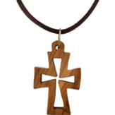 Cross Cut Out, Middle, Olive Wood Necklace