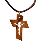 Jesus Cut Out, Middle, Olive Wood Necklace