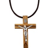 Olive Wood Jesus, Cross, Crucifix, Olive Wood Necklace