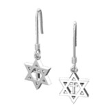 Star of David With Cross Earrings, Sterling Silver