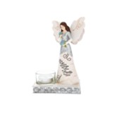 Bless This Home Angel Figurine Holding Flowers Tea Light Candle Holder