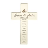 Personalized, Small Cross, Love Never Fails, Cream