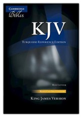 KJV Turquoise Reference Bible: Black Calf Split Leather, Red-letter Text
