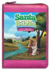 Biblia RVR 2020 para Ninas - Rosada Vinilo con cierre (Bible for Children - Pink Vinyl with Closure)