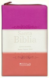 Biblia RVR 1960 Letra Grande Tam. manual, guinda/crema/melon con indice y cierre (Lge. Print Pocket Size, Cherry/Cream/Melon with Index and