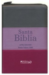 Biblia Reina Valera 1960 Letra Grande Tam. manual - marron/lila/violeta con ind. y cierre (Large Print Pocket Size - Burg./Lilac/Violet with Index and