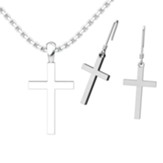 Simple Cross, Pendant and Earrings Set