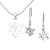 Star of David with Cross Pendant and Earrings Set