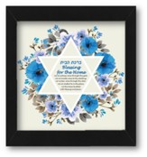 Blue Floral Star of David Home Blessing