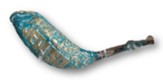 Jerusalem Shofar: Turquoise and Gold Painted - Large (14-16 inches)