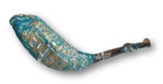 Jerusalem Shofar: Turquoise and Gold Painted - Small (8-10 inches)