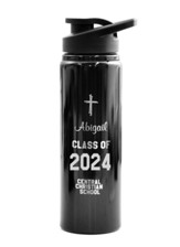 Personalized, Water Bottle, Flip Top, Graduation, Black