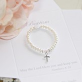 Baptism Pearl and Cross Bracelet, Small