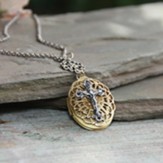 Locket with Filigree and Crucifix Necklace