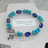 All Things are Possible Beaded Bracelet, Turquoise and Lapis Blue