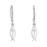 Messianic Symbol Silver Hanging Loop Earrings