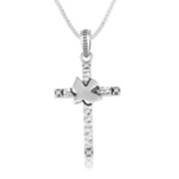 Dove and Textured Cross Silver Pendant