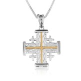 Thin Golden Jerusalem Cross Pendant