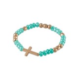 Small Gold Cross Bracelet, Turquoise