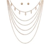 Cross Layered Necklace and Earring Set