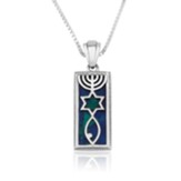 Stone Messianic Pendant, Silver and Azurite