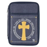 I Can Do All Things Through Christ Bible Cover, Denim, Large