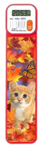 3D Digital Timer Bookmark, Autumn Kitty