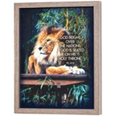 God Reigns, Psalm 127:3, with Lion Framed Wall Art