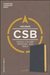 CSB Single-Column Personal-Size Bible--soft leather-look, black