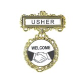 Usher Magnetic Badge, Shaking Hands, Fancy Round