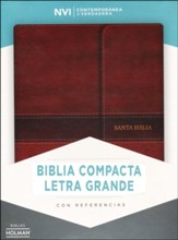 NVI Biblia Compacta Letra Grande, marrón símil piel con índice y cierre, imitation leather