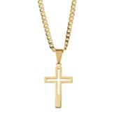 Cross, Cutout Cross, Necklace, Gold