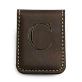 Personalized, Leather Money Clip, with Monogram, Brown