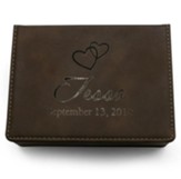 Personalized, Leather Accessory Box, with Name, Brown