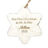 Personalized, Snowflake Ornament, Our First Christmas, White