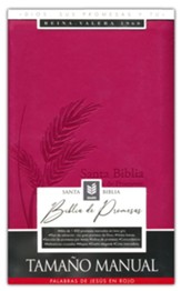 RVR60 Biblia de promesas - Tamaño manual- Edición fucsia imitación piel con cierre