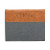 Personalized, Padfolio, Faux Leather, Large, Monogram, Grey and Tan