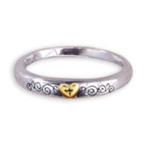 Cross & Heart Sterling Silver ring, size 5