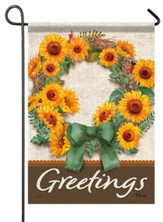 Greetings Sunflower Wreath, Small Flag