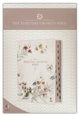 NLT Spiritual Growth Bible--soft leather-look, cream floral