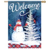 Welcome, Evening Snowman, Flag, Large