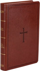 KJV Giant-Print Reference Bible--soft leather-look, brown - Slightly Imperfect