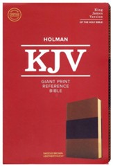 KJV Giant-Print Reference Bible--soft leather-look, saddle brown