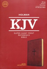 KJV Super Giant-Print Reference Bible--soft leather-look, brown