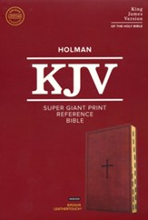 KJV Super Giant-Print Reference Bible--soft leather-look, brown (indexed)