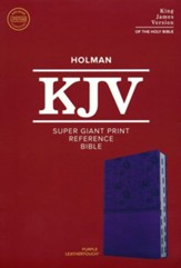 KJV Super Giant-Print Reference Bible--soft leather-look, purple