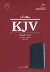 KJV Giant-Print Reference Bible--genuine leather, black